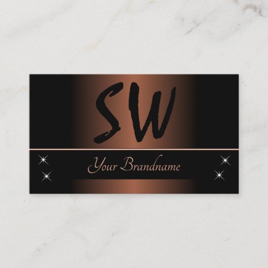 Elegant Brown en Black met Monogram Professional Visitekaartje (Voorkant)