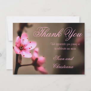 Elegant Brown en roze Japanse Cherry Blossom Bedankkaart
