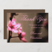 Elegant Brown en roze Japanse Cherry Blossom Bedankkaart (Voorkant / Achterkant)