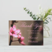 Elegant Brown en roze Japanse Cherry Blossom Bedankkaart (Staand voorkant)