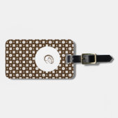 Elegant Brown en White Checkered Pattern Bagagelabel (Voorkant horizontaal)