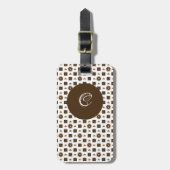 Elegant Brown en White Checkered Pattern Bagagelabel (Voorkant verticaal)