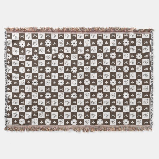 Elegant Brown en White Checkered Pattern Deken (Voorkant)