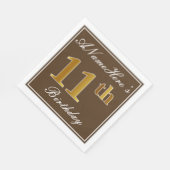 Elegant Brown, Faux Gold 11e verjaardag + naam Servetten (Hoek)