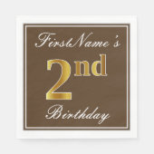 Elegant Brown, Faux Gold 2e verjaardag; Aangepaste Servet (Voorkant)