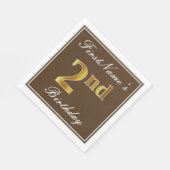 Elegant Brown, Faux Gold 2e verjaardag; Aangepaste Servet (Hoek)