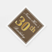Elegant Brown, Faux Gold 30th Birthday + naam Servet (Hoek)