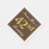 Elegant Brown, Faux Gold 42e verjaardag + naam Servet (Hoek)