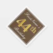 Elegant Brown, Faux Gold 44th Birthday + naam Servet (Hoek)