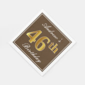 Elegant Brown, Faux Gold 46th Birthday + naam Servet (Hoek)