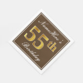 Elegant Brown, Faux Gold 55th Birthday + naam Servetten (Hoek)