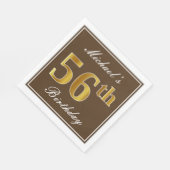 Elegant Brown, Faux Gold 56th Birthday + naam Servet (Hoek)