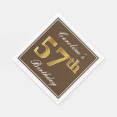 Elegant Brown, Faux Gold 57th Birthday + naam Servet (Hoek)