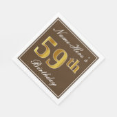 Elegant Brown, Faux Gold 59th Birthday + naam Servet (Hoek)