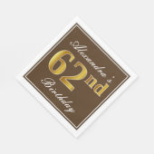 Elegant Brown, Faux Gold 62e verjaardag + naam Servet (Hoek)