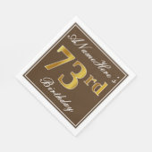 Elegant Brown, Faux Gold 73rd Birthday + naam Servetten (Hoek)