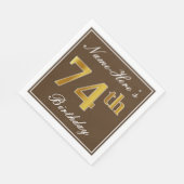 Elegant Brown, Faux Gold 74th Birthday + naam Servet (Hoek)