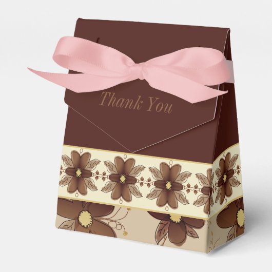 Elegant Brown Floral Bedankdoosjes (Voorkant Zijde)