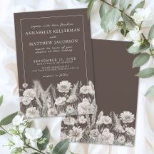 Elegant Brown Floral Boho Wedding