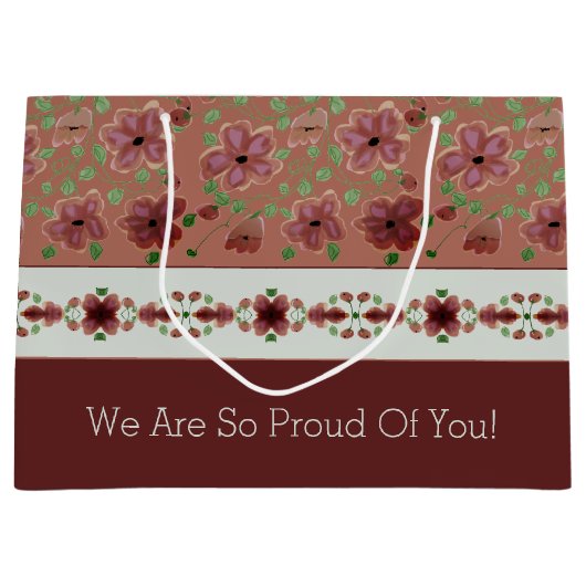 Elegant Brown Floral Groot Cadeauzakje (Voorkant)