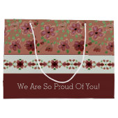 Elegant Brown Floral Groot Cadeauzakje (Achterkant)