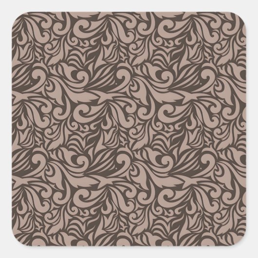 Elegant Brown Floral Pattern on Light Pink Back Vierkante Sticker (Voorkant)
