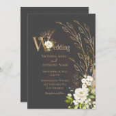 Elegant Brown Floral Rustic Script Wedding Kaart (Voorkant / Achterkant)