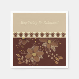 Elegant Brown Floral Servet