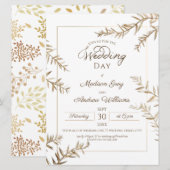 Elegant Brown Foliage Autumn Wedding Kaart (Voorkant / Achterkant)