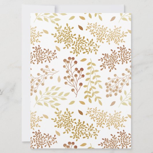 Elegant Brown Foliage Autumn Wedding Kaart (Achterkant)