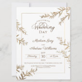 Elegant Brown Foliage Autumn Wedding Kaart (Voorkant)