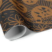 Elegant Brown Geometric Abstract Tribal Patroon | Cadeaupapier (Rol Hoek)
