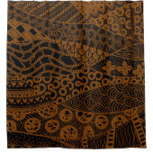 Elegant Brown Geometric Abstract Tribal Patroon | Douchegordijn (Voorkant)