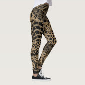 Elegant Brown Geometric Abstract Tribal Patroon | Leggings (Rechts)