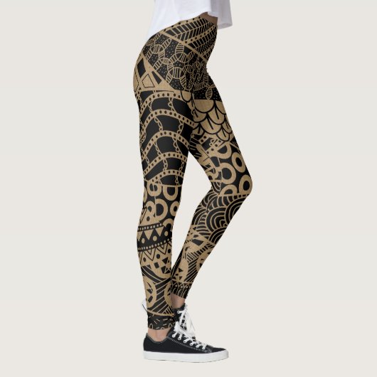 Elegant Brown Geometric Abstract Tribal Patroon | Leggings (Rechts)