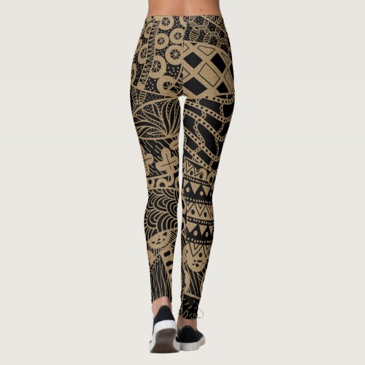 Elegant Brown Geometric Abstract Tribal Patroon | Leggings (Achterkant)