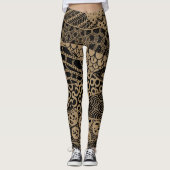 Elegant Brown Geometric Abstract Tribal Patroon | Leggings (Voorkant)