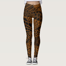Elegant Brown Geometric Abstract Tribal Patroon | Leggings