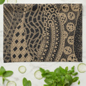 Elegant Brown Geometric Abstract Tribal Patroon | Theedoek (Gevouwen)