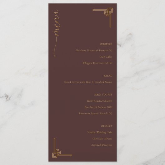 Elegant Brown Geometric Menu (Voorkant)