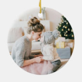 Elegant Brown Gingham Plaid Photo Merry Christmas Keramisch Ornament (Achterkant)