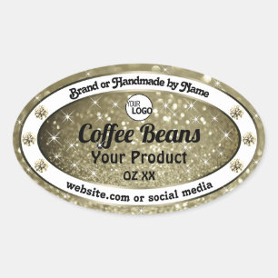 Elegant Brown Glitter Product Labels diamanten Log