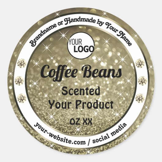 Elegant Brown Glitter Product Labels diamanten Log (Voorkant)