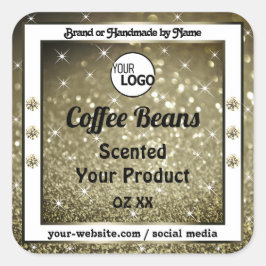 Elegant Brown Glitter Product Labels diamanten Log
