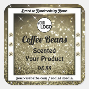 Elegant Brown Glitter Product Labels diamanten Log