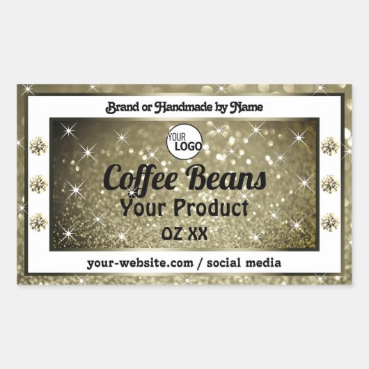 Elegant Brown Glitter Product Labels diamanten Log (Voorkant)