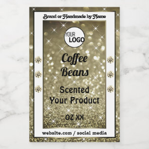 Elegant Brown Glitter Product Labels diamanten Log Voedselcontainer Etiket