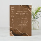 Elegant Brown Gold Agate Graduparty Kaart (Staand voorkant)