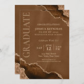 Elegant Brown Gold Agate Graduparty Kaart (Voorkant / Achterkant)