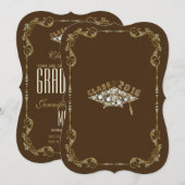 Elegant Brown, Gold & Diamonds afstudeerder Pet &  Kaart (Voorkant / Achterkant)